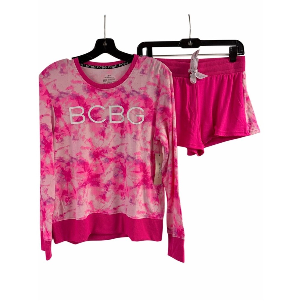 NWT BCBG BCBGeneration Pink Tie Dye Pajama Short Set Super Soft Size M